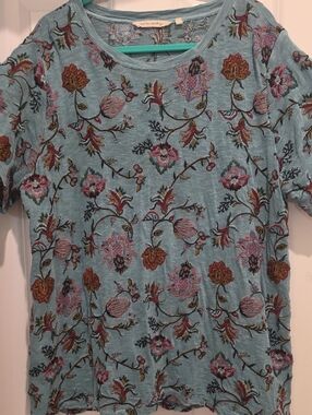 Soft Surroundings Jewel Tone Embroidery On A Short Sleeved Tee 2x